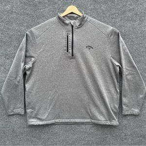 Callaway Pullover Sweater Men XXL Gray Fleece Zip Pocket Golf/Casual Performance